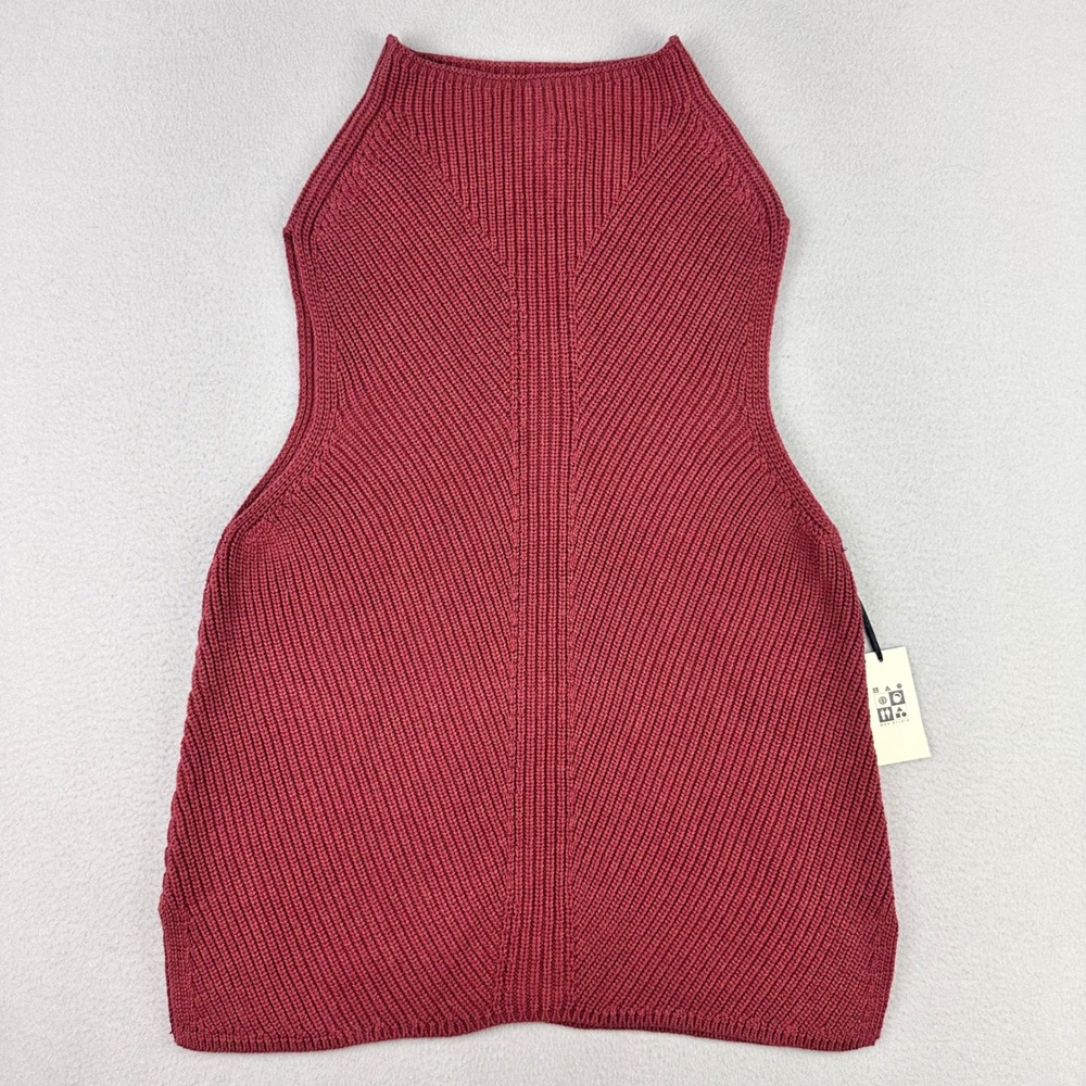 Max Studio Sweater‎ Vest Shirt Womens L NWT Pink Knit Sleeveless 100% Cotton